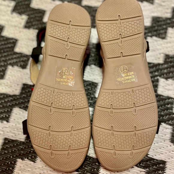 Italina Black Rosette Floral Woven Elastic Slingback Padded Slide On Sandals 11 - Picture 7 of 8